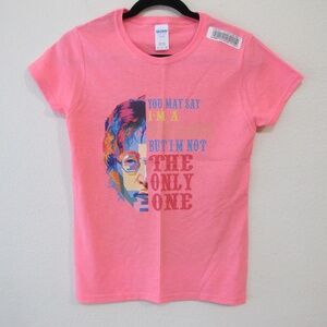 NWT Graphic Print Novelty Pink John Lennon Dreamer T-shirt
